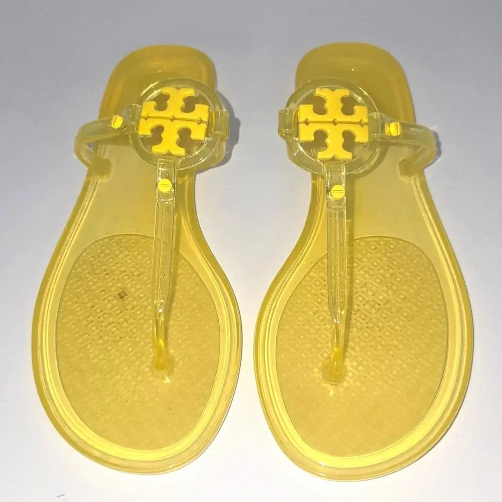 Tory Burch Mini Miller Flat Thong Jelly Sandal Yellow Citrus Size 8